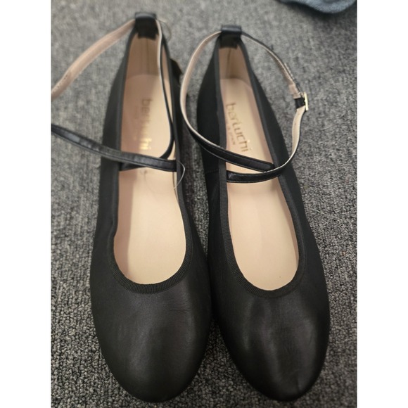 BERTUCHI Made in Spain Black Leather Mary Jane Ballerina Shoes Size 9/EUR  40 - Picture 1 of 5
